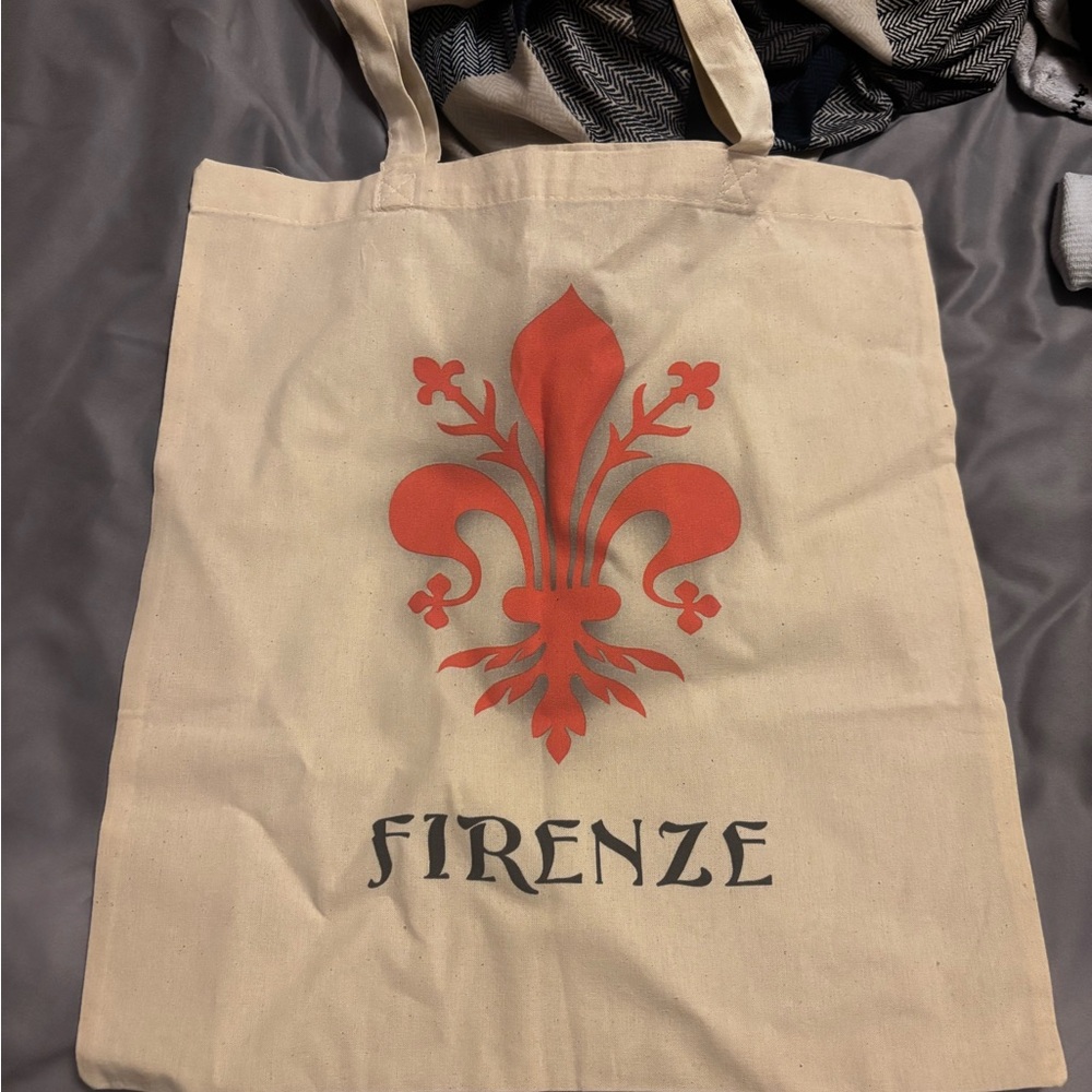 Firenze Tote Bag with Red Fleur-de-lis